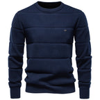 Men’s Textured Ribbed Crewneck Cotton Sweater