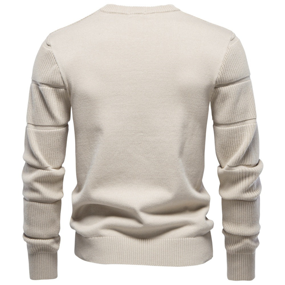 Men’s Textured Ribbed Crewneck Cotton Sweater