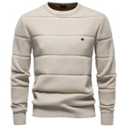 Men’s Textured Ribbed Crewneck Cotton Sweater