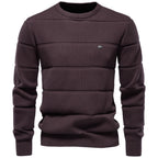 Men’s Textured Ribbed Crewneck Cotton Sweater