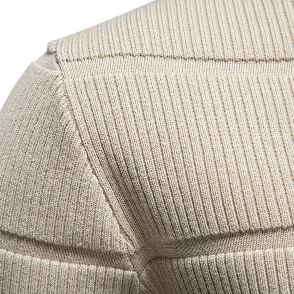 Men’s Textured Ribbed Crewneck Cotton Sweater