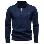 Men’s Cable Knit Quarter Zip Cotton Sweater