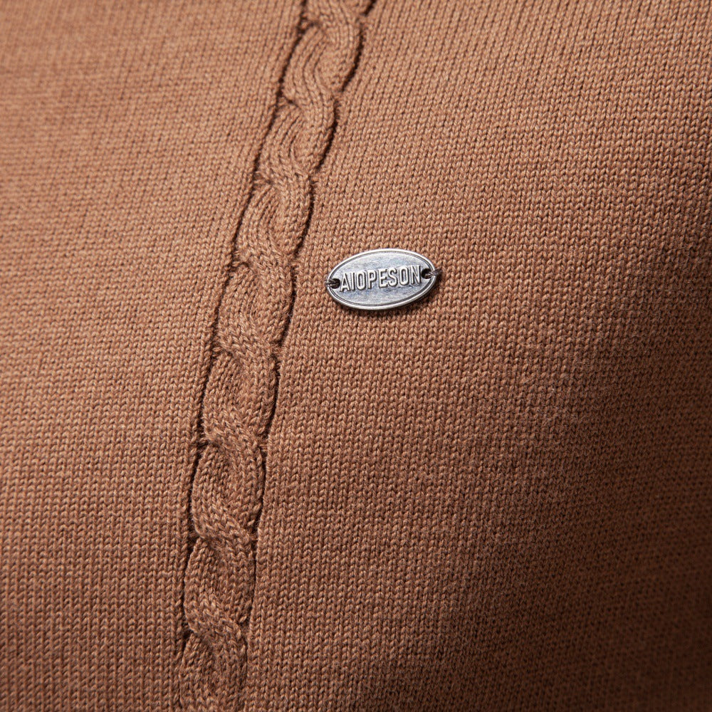 Men’s Cable Knit Quarter Zip Cotton Sweater