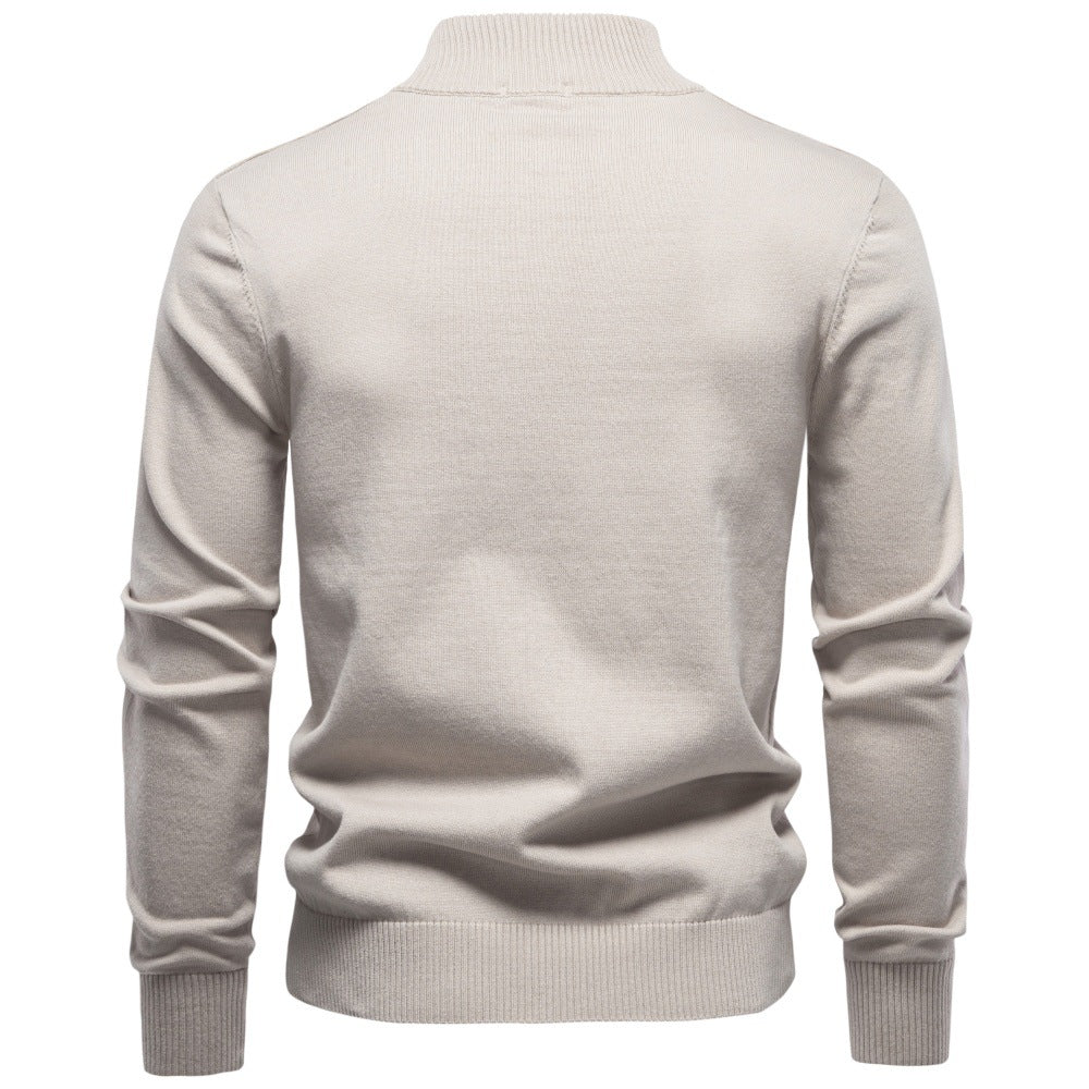Men’s Cable Knit Quarter Zip Cotton Sweater