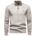 Men’s Cable Knit Quarter Zip Cotton Sweater