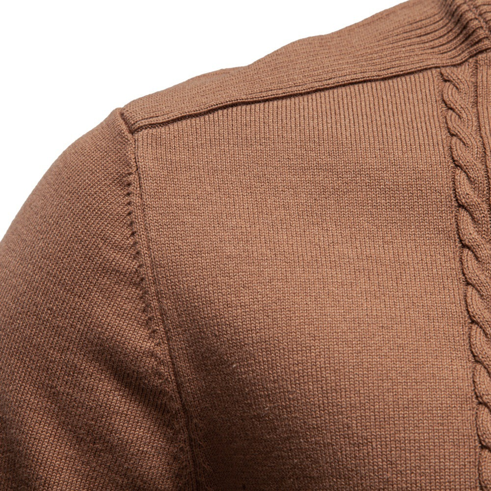 Men’s Cable Knit Quarter Zip Cotton Sweater