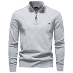 Men’s Diamond Knit Quarter Zip Cotton Sweater