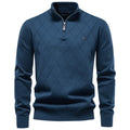 Men’s Diamond Knit Quarter Zip Cotton Sweater