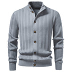 Men’s Textured Button Front Mock Neck Sweater