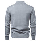 Men’s Textured Button Front Mock Neck Sweater