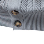 Men’s Textured Button Front Mock Neck Sweater