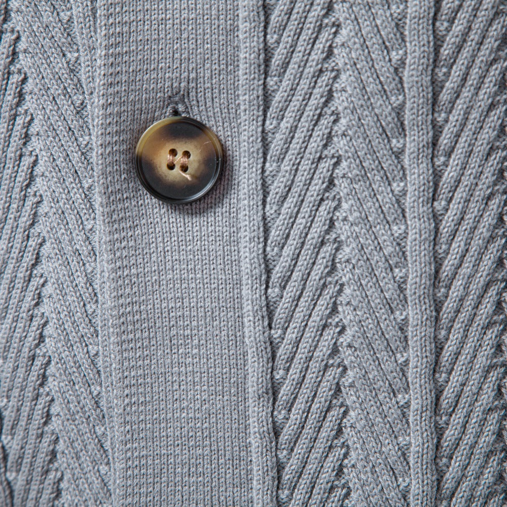 Men’s Textured Button Front Mock Neck Sweater