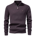 Men’s Ribbed Quarter Zip Cotton Sweater