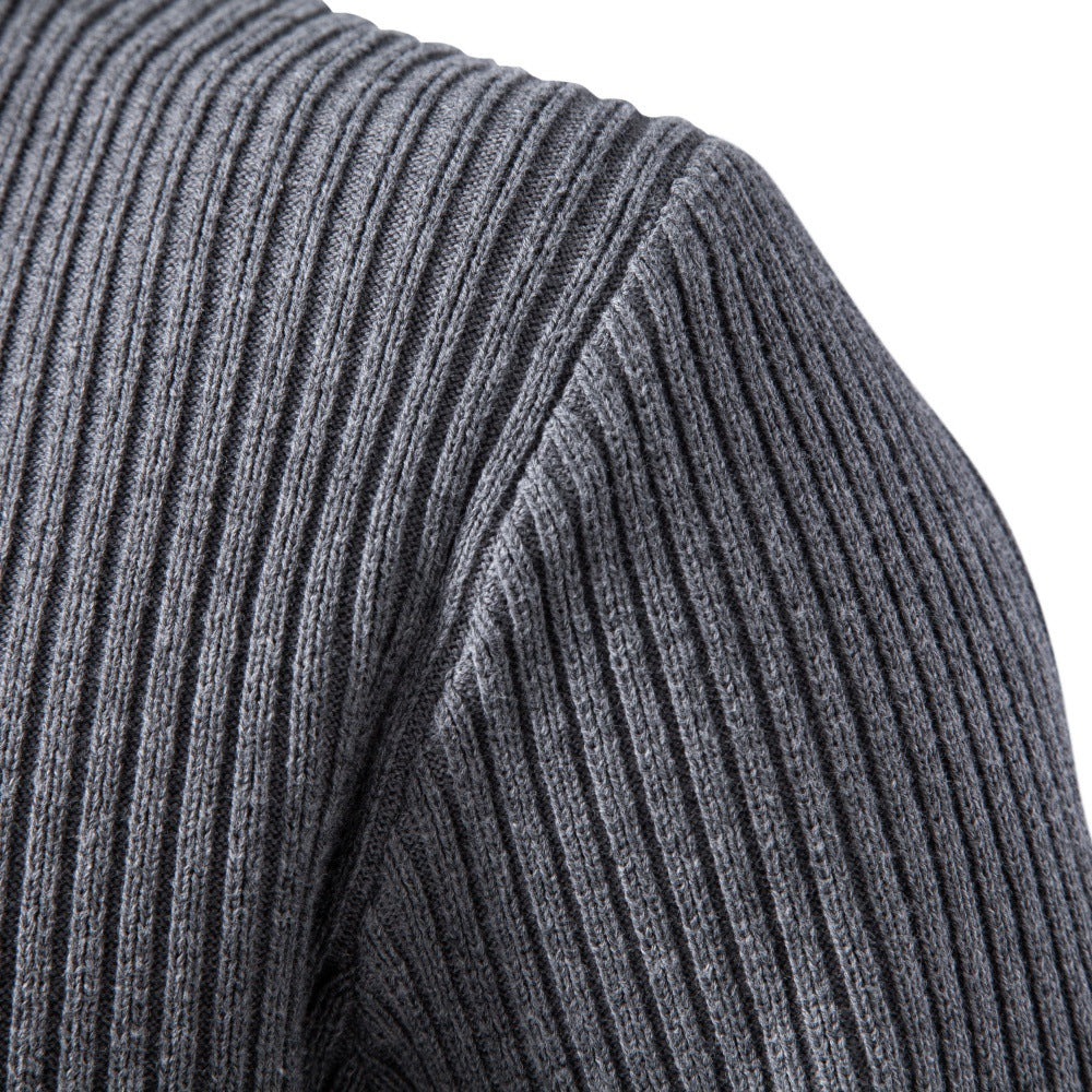 Men’s Ribbed Quarter Zip Cotton Sweater