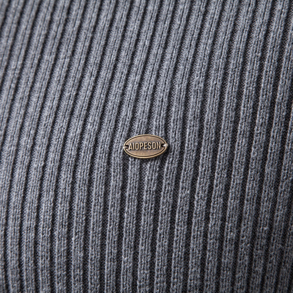 Men’s Ribbed Quarter Zip Cotton Sweater