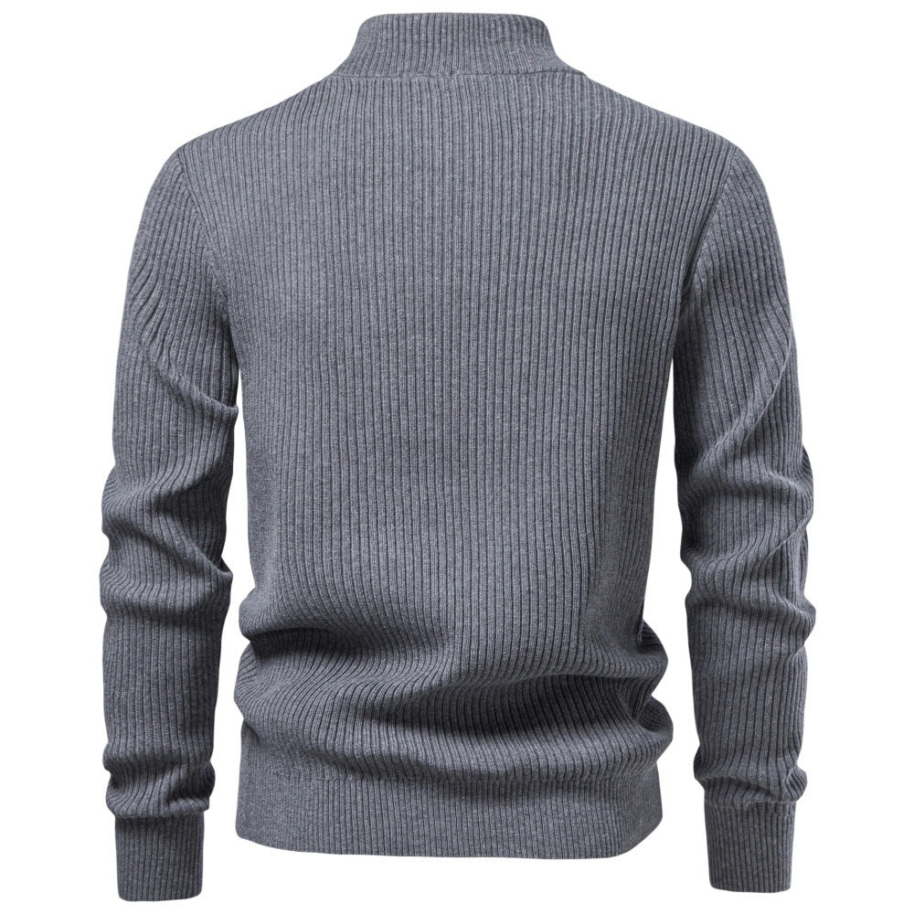 Men’s Ribbed Quarter Zip Cotton Sweater