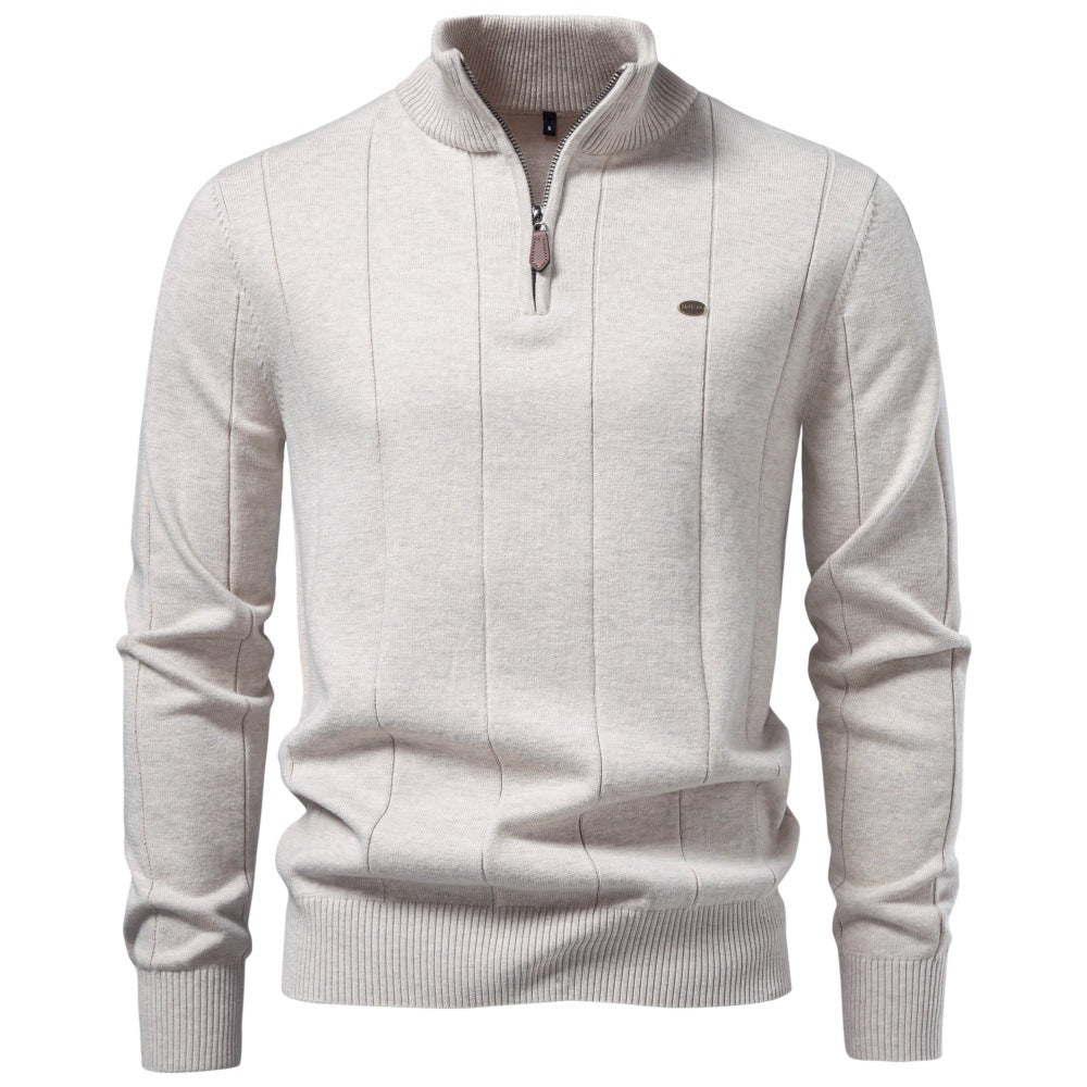 Men’s Quarter Zip Cotton Pullover Sweater