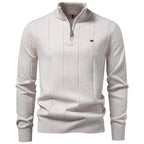 Men’s Quarter Zip Cotton Pullover Sweater