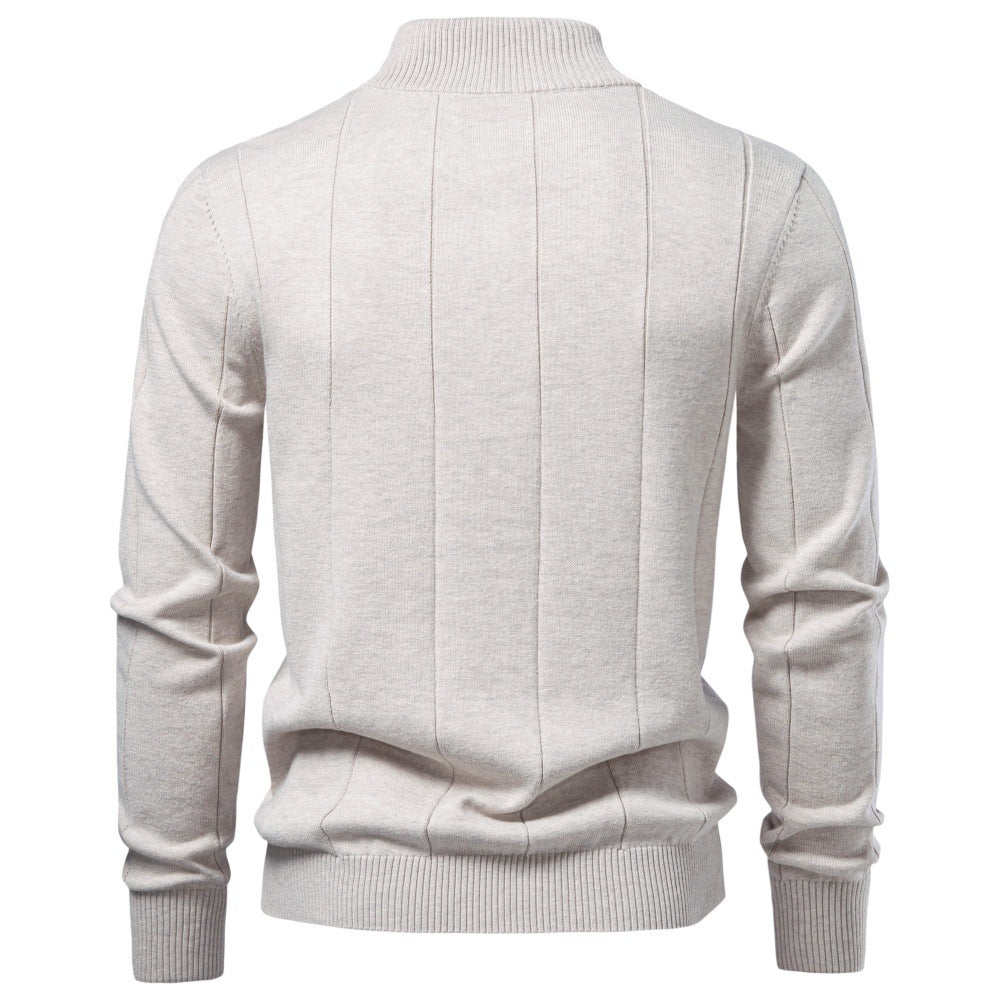 Men’s Quarter Zip Cotton Pullover Sweater