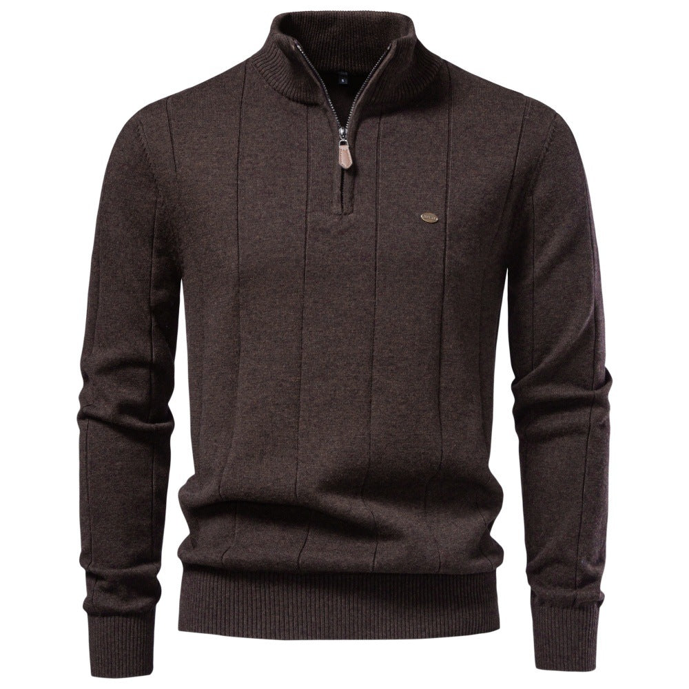 Men’s Quarter Zip Cotton Pullover Sweater
