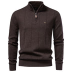 Men’s Quarter Zip Cotton Pullover Sweater