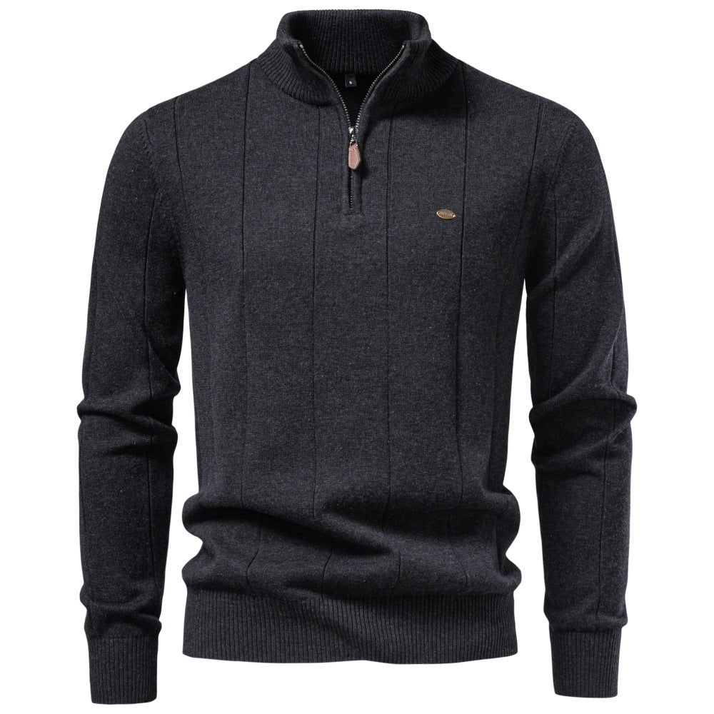 Men’s Quarter Zip Cotton Pullover Sweater