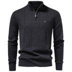 Men’s Quarter Zip Cotton Pullover Sweater