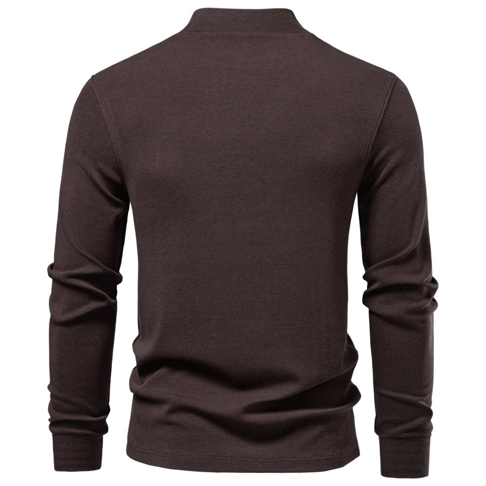 Men’s Mock Neck Long Sleeve Knit Shirt