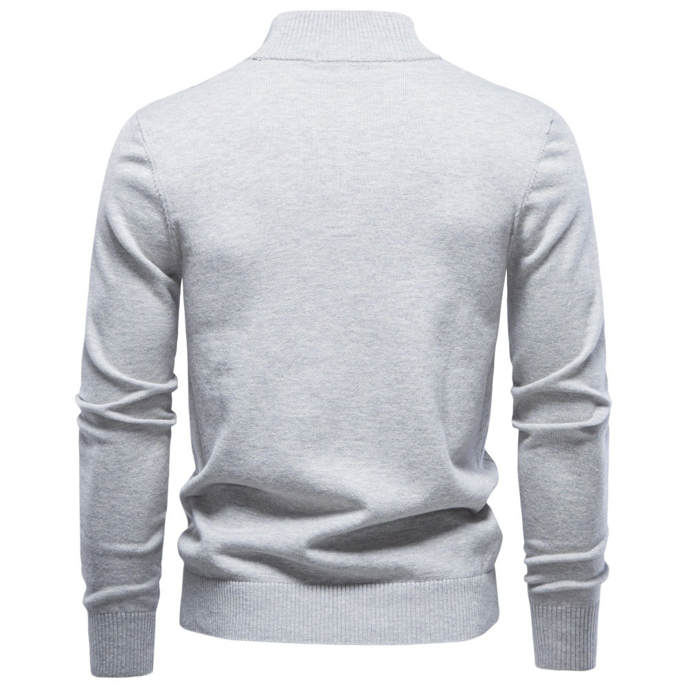 Men’s Diamond Knit Quarter Zip Cotton Sweater