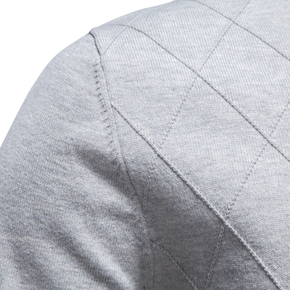 Men’s Diamond Knit Quarter Zip Cotton Sweater
