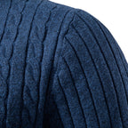 Men’s Cable Knit Long Sleeve Polo Sweater