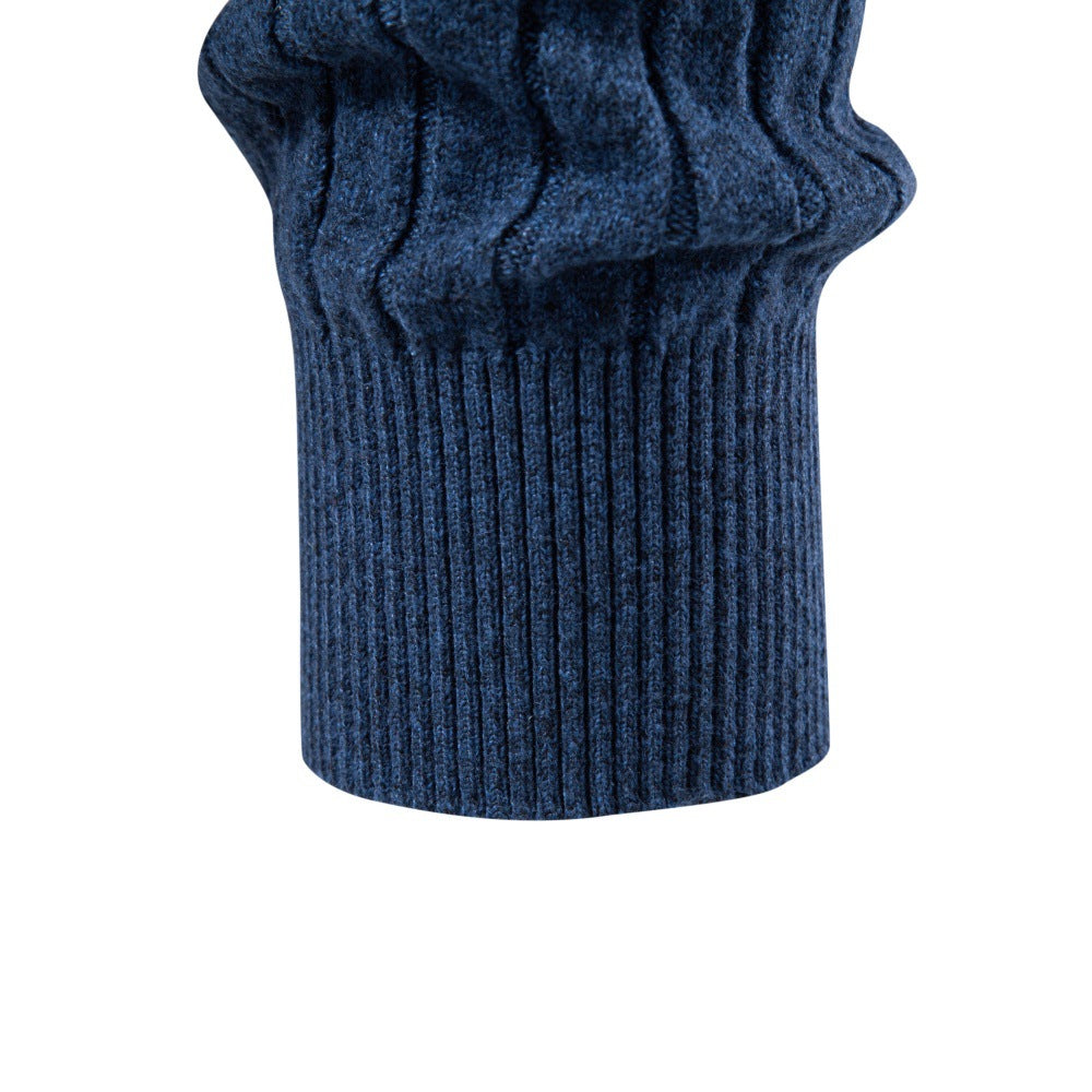 Men’s Cable Knit Long Sleeve Polo Sweater
