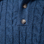Men’s Cable Knit Long Sleeve Polo Sweater