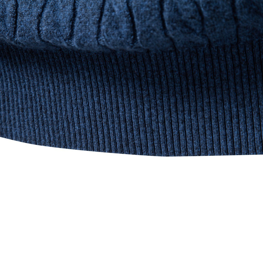Men’s Cable Knit Long Sleeve Polo Sweater