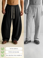 Men’s Baggy Wide Leg Sweatpants Barrel Cut Oversized Streetwear Lounge Pants with Drawstring