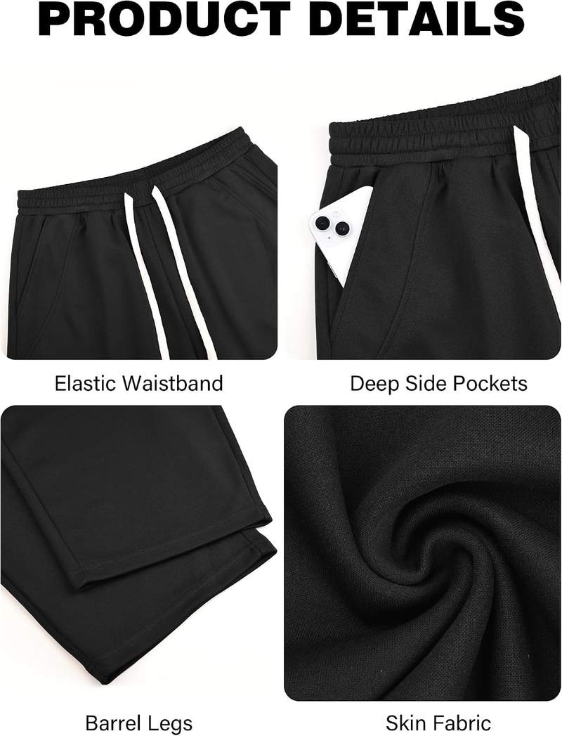 Men’s Baggy Wide Leg Sweatpants Barrel Cut Oversized Streetwear Lounge Pants with Drawstring