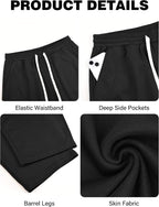 Men’s Baggy Wide Leg Sweatpants Barrel Cut Oversized Streetwear Lounge Pants with Drawstring
