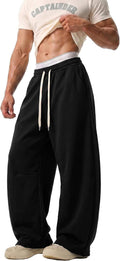 Men’s Baggy Wide Leg Sweatpants Barrel Cut Oversized Streetwear Lounge Pants with Drawstring