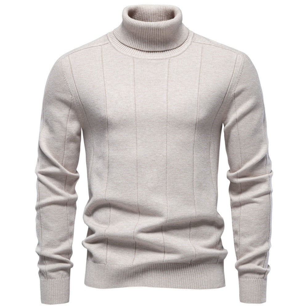 Men’s Vertical Ribbed Turtleneck Sweater
