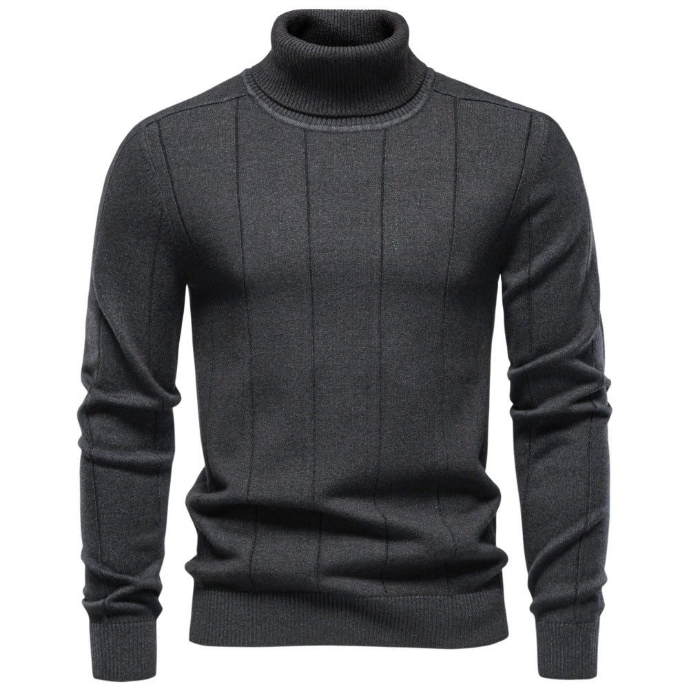 Men’s Vertical Ribbed Turtleneck Sweater
