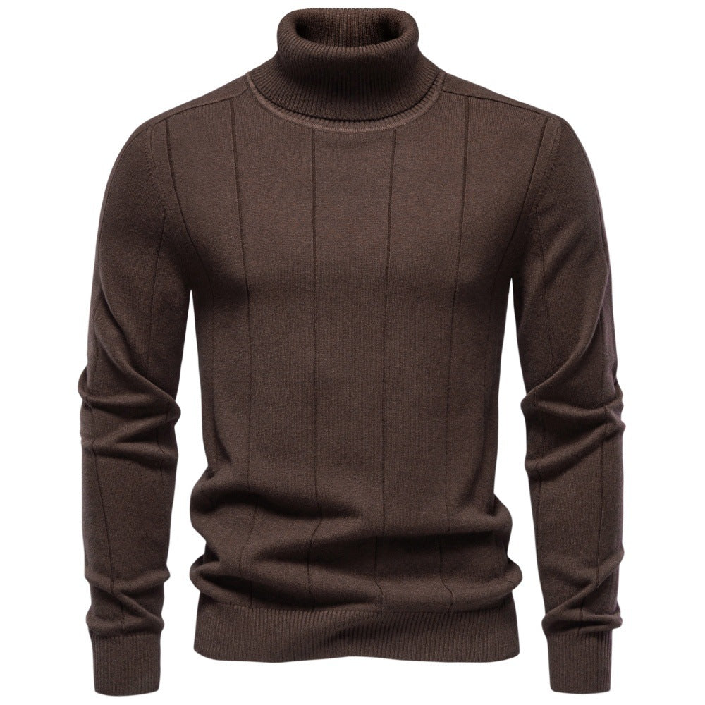 Men’s Vertical Ribbed Turtleneck Sweater