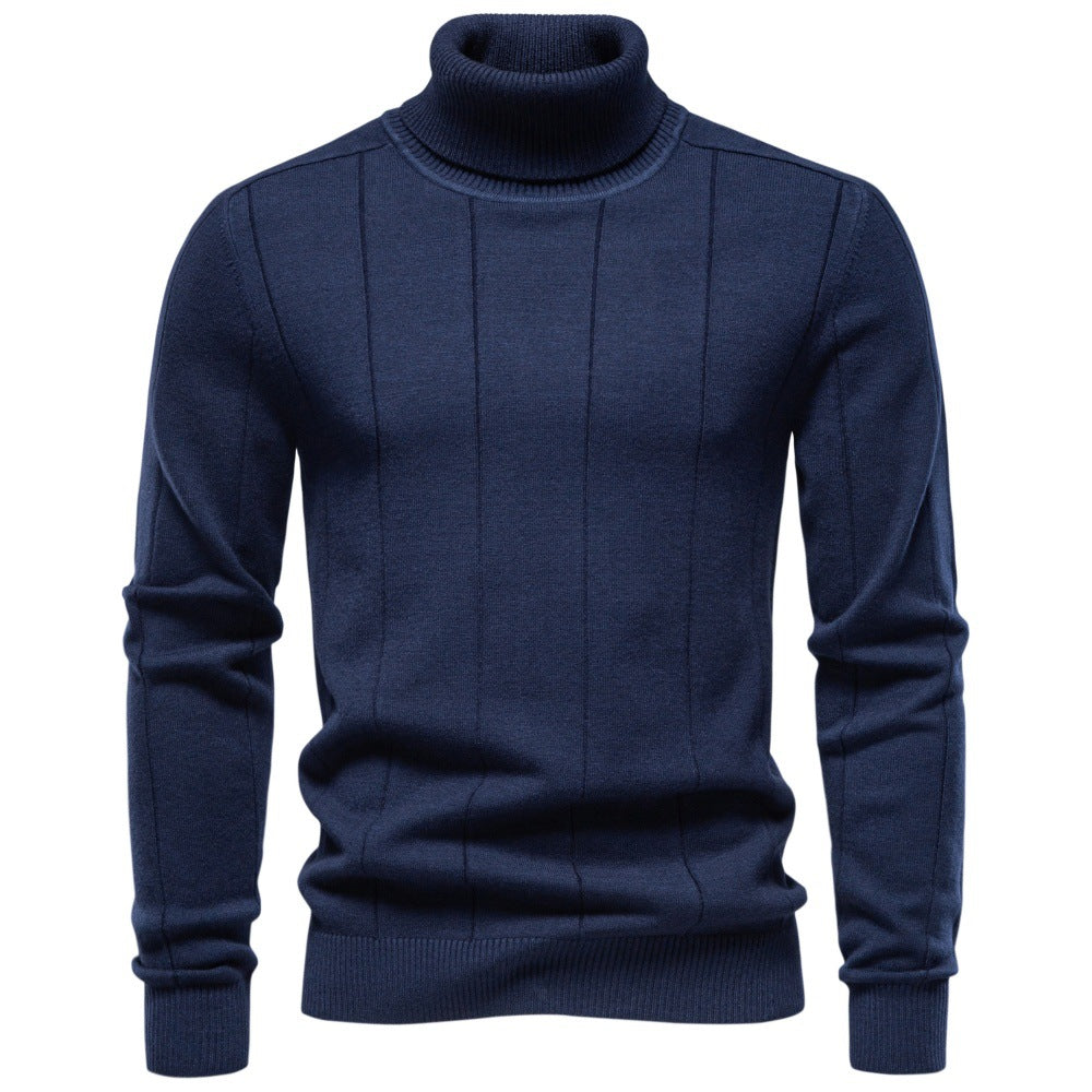 Men’s Vertical Ribbed Turtleneck Sweater