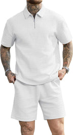 Men’s 2 Piece Polo Shirt Short Set Summer Casual Loungewear Tracksuits