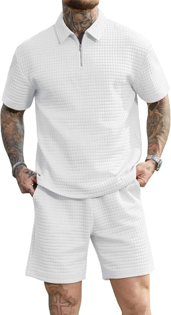 Men’s 2 Piece Polo Shirt Short Set Summer Casual Loungewear Tracksuits