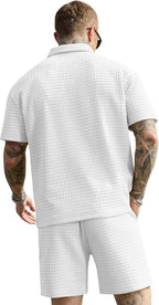 Men’s 2 Piece Polo Shirt Short Set Summer Casual Loungewear Tracksuits