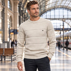 Men’s Textured Ribbed Crewneck Cotton Sweater