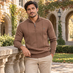 Men’s Cable Knit Quarter Zip Cotton Sweater