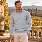 Men’s Diamond Knit Quarter Zip Cotton Sweater