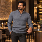Men’s Ribbed Quarter Zip Cotton Sweater