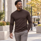 Men’s Mock Neck Long Sleeve Knit Shirt